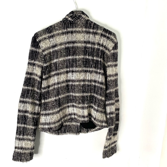 Lucky Brand Black White Tweed Zipper Moto Blazer Coat - Picture 6 of 8